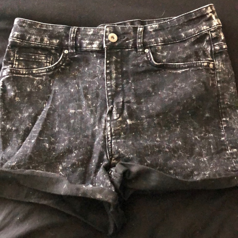 Black & slightly white washed high waisted shorts